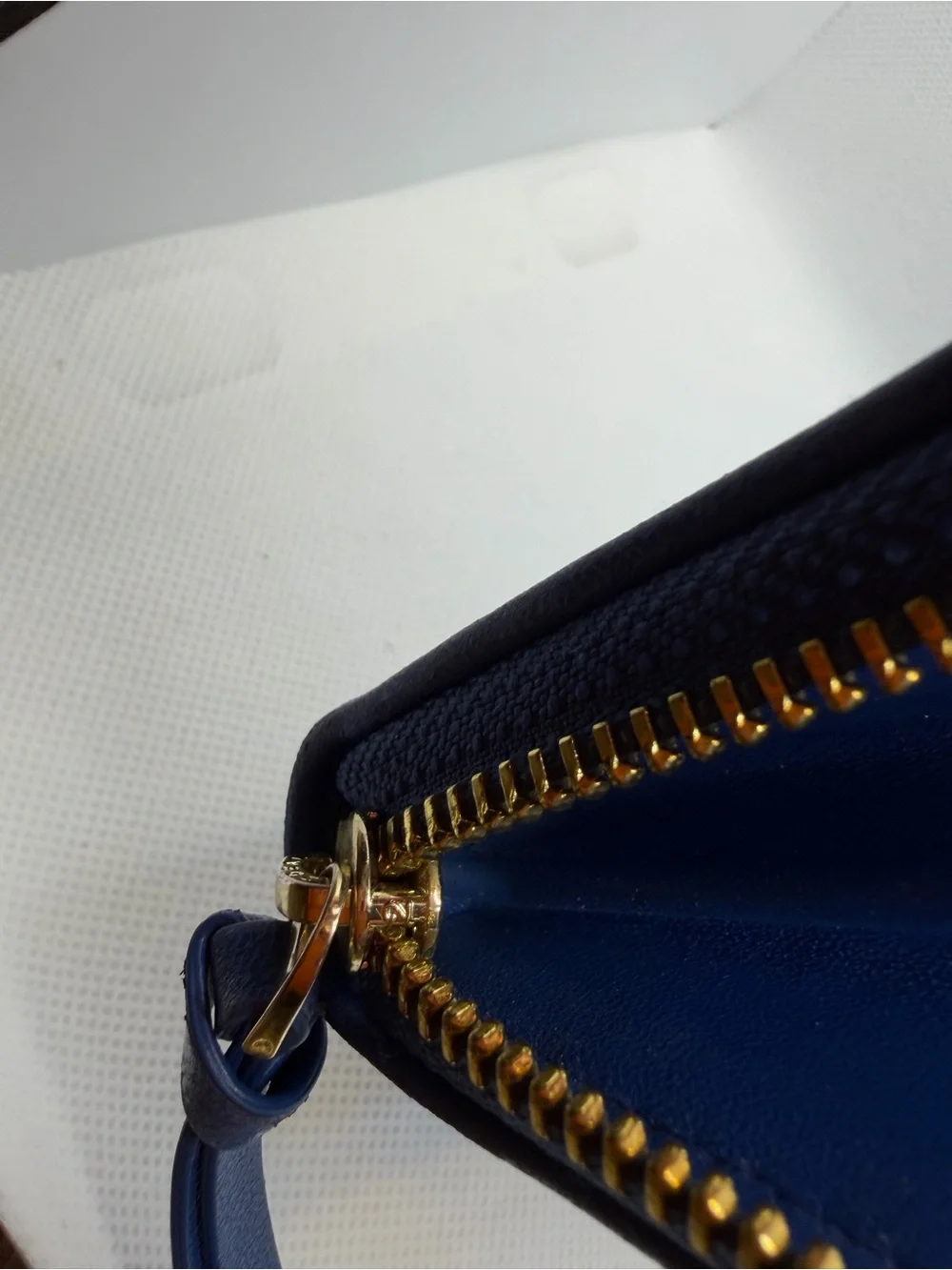 Tory Burch Cobalt Quilted Zip Wallet